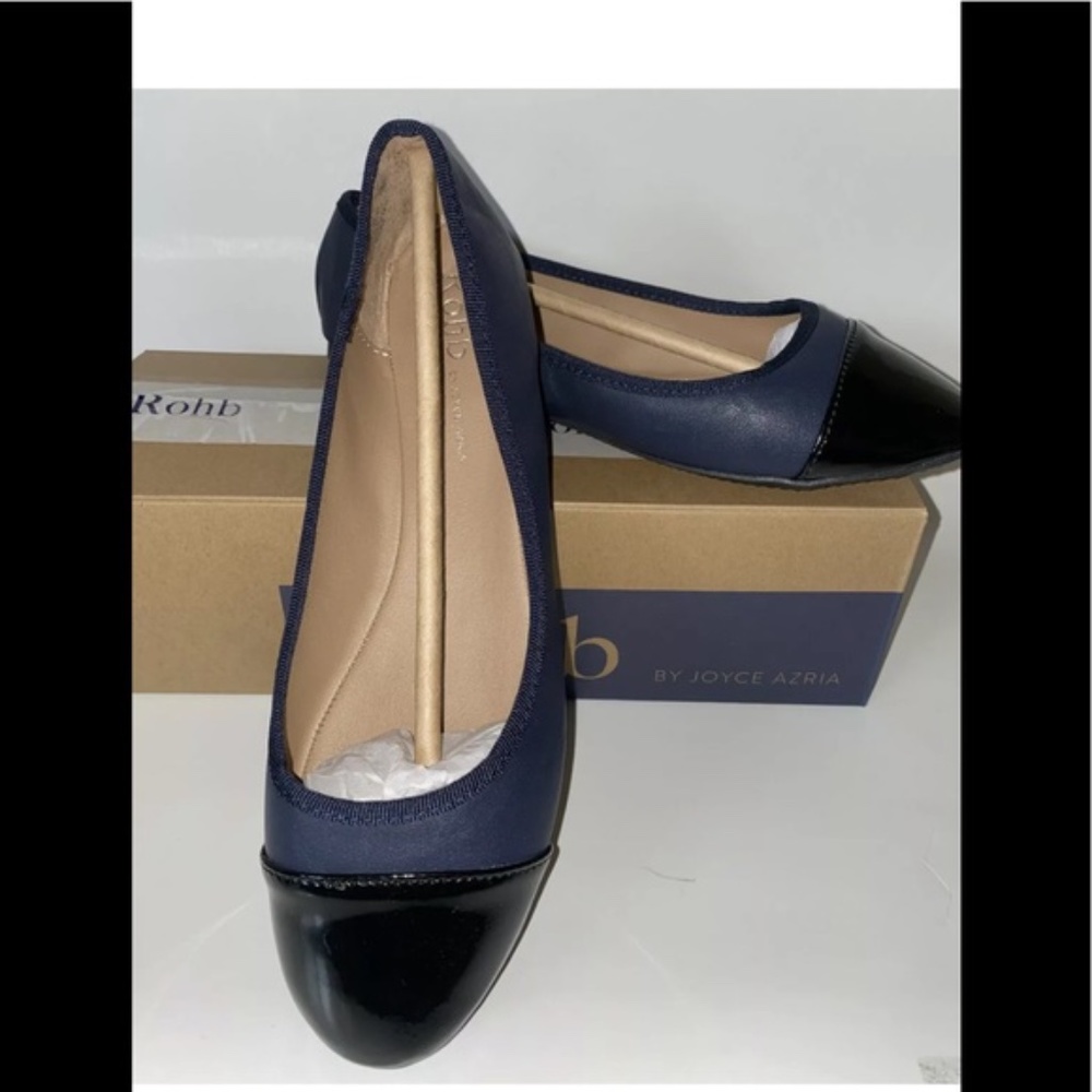 Rohb by Joyce Azria Navy/Black Toe Flats.